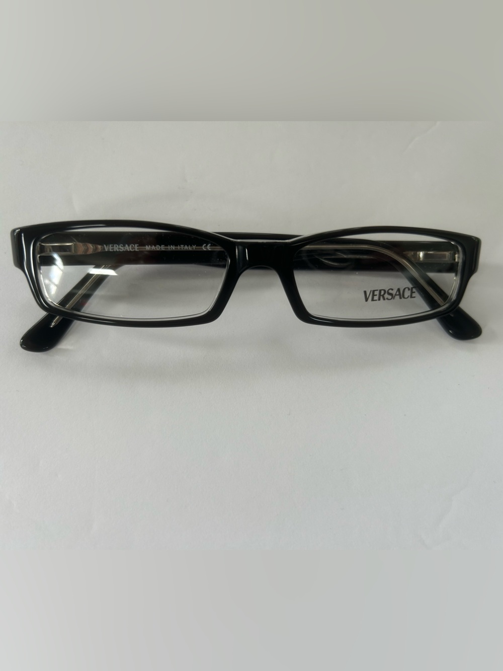 Versace Black Rectangular Prescription Glasses with Subtle Logo
